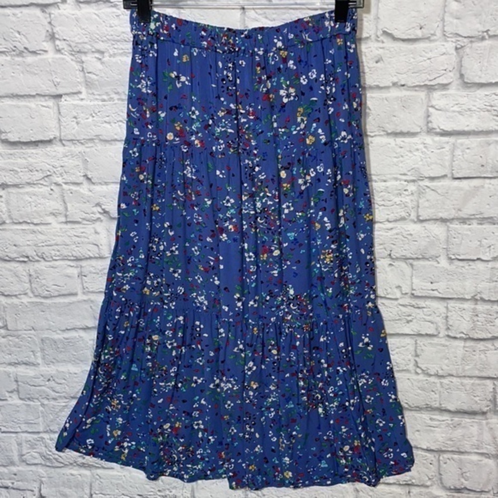 BeachLunchLounge Abstract Micro Floral Print Tiered Flounce Flared Flowy Skirt